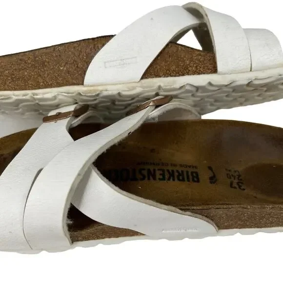 Birkenstock Yao Sandals White Double Buckle 37 L6M4 - Picture 12 of 14